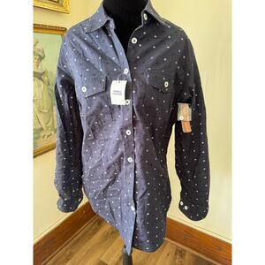 NWT Bit & Bridle Small Wrinkle Resistant Horse Print Button Shirt 100% Cotton